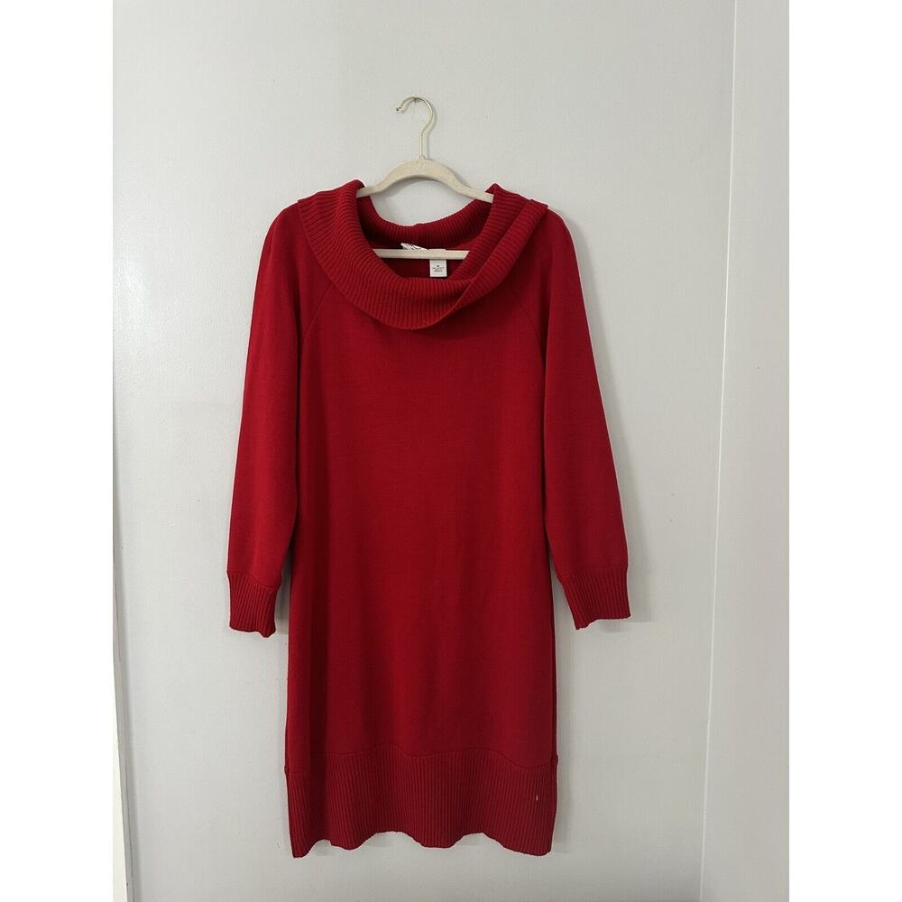 Kim Rogers Red Cowl Neck Long Sweater Dress Size Medium